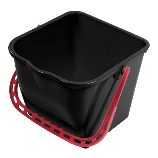 Gulvvaskespand 15 liter, sort m.rød hank