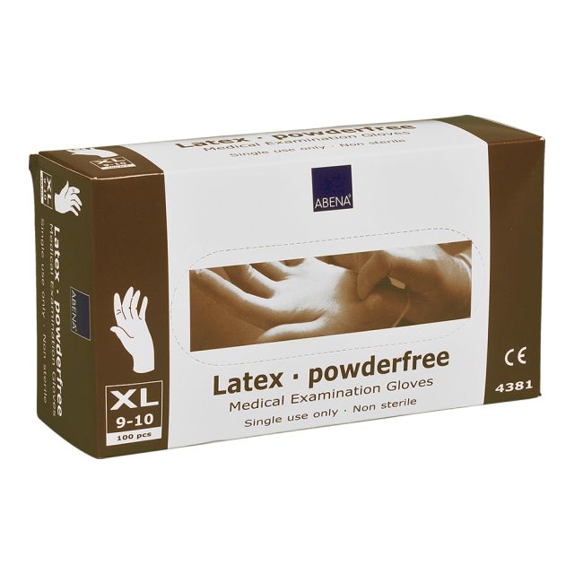 Latexhandske uden pudder, XL - 100 stk