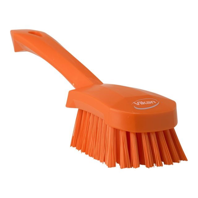 Vaskebørste m/ kort skaft, stiv, orange