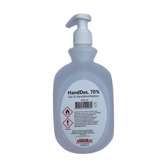 HandDes 70% gel - 500 ml. med pumpe
