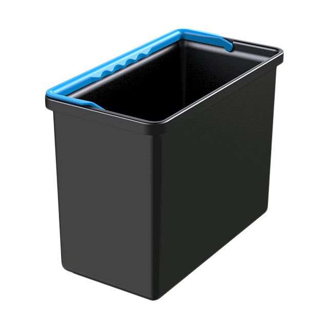 Sort inventarspand m.blå hank - 7 liter