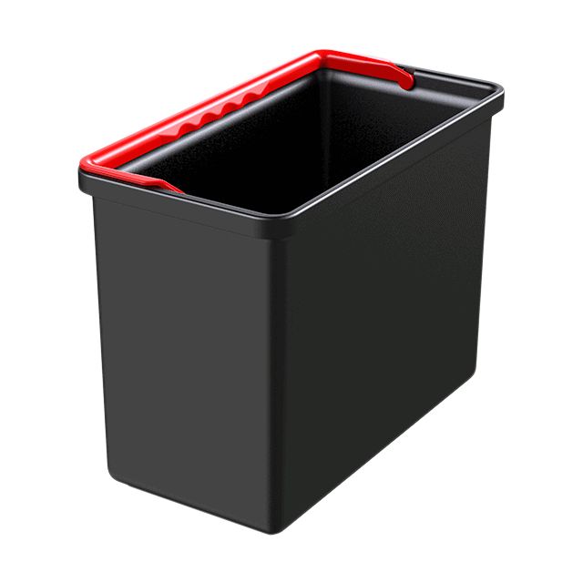 Sort inventarspand m.rød hank - 7 liter