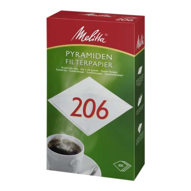Pyramidefilter Melitta 206, hvid 200 stk