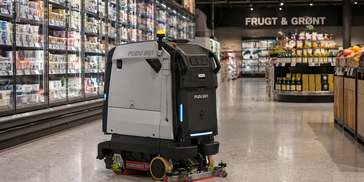 PUDU BG1 – intelligent gulvvaskerobot til professionel gulvrengøring PUDU BG1 intelligent gulvvaskerobot til automatisk gulvvask i supermarkeder og lagerhaller